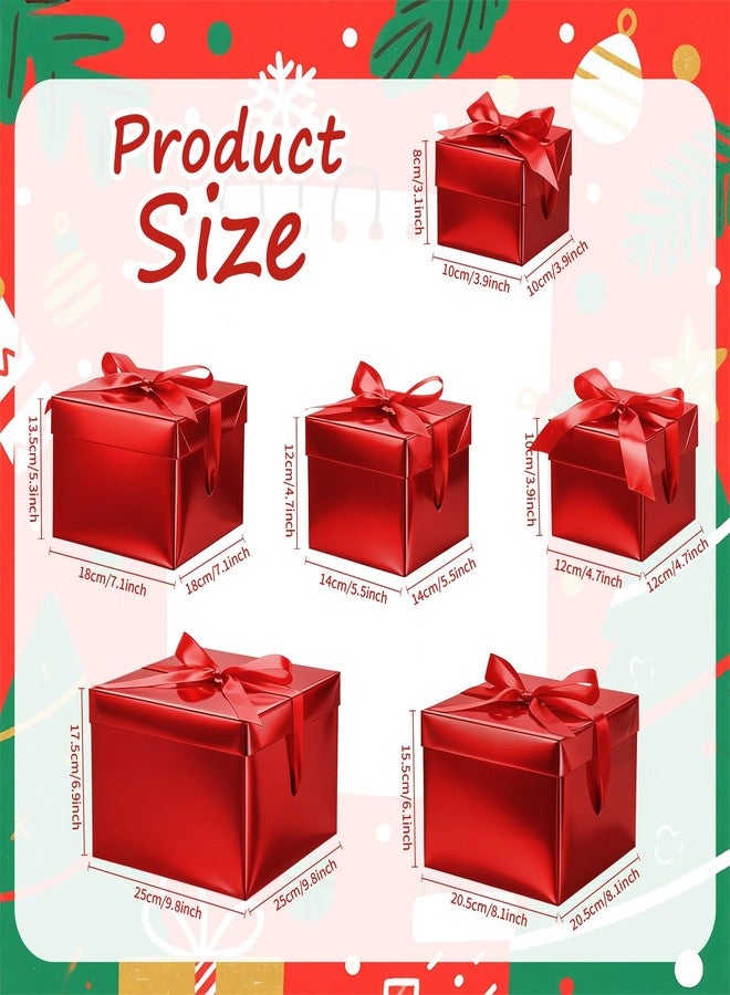 Cholemy 6 Pcs Nesting Gift Boxes with Lid Square Nesting Gift Boxes for Presents Packaging with Ribbon Easter Anniversaries Bridal Shower Birthday Wedding Party Favor(Red - Image 3