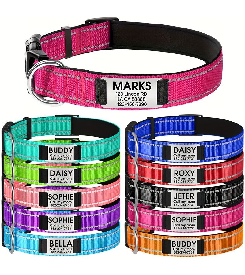Custom Black Personalized Dog Nylon Collar With Id Pendant Tag For Outdoor Pet Accessories And Gift Xs Size - Image 1