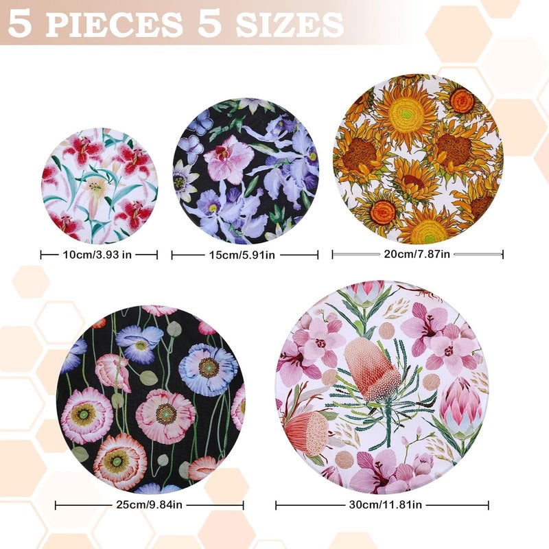 Revahope 5-Size Reusable Beeswax Bowl Covers for Bread Proofing, Cotton Cloth Flexible Beeswax Wraps for Food Storage(Protea Floral) - Image 2