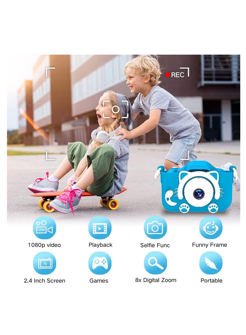 TIGER Kids Camera Toys for 3-8 Year Old Boys & Girls – Digital Video Camcorder with Cute Cartoon Soft Silicone Cover – HD Photography, Fun Filters & Games – Best Christmas & Birthday Gift for Kids – 32GB SD Card Included - Image 4