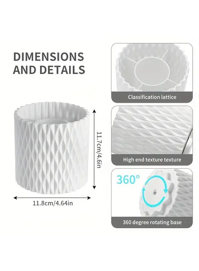 White Rotating Desktop Storage Bucket For Cosmetic Brushes Lipstick Eyebrow Pencil And Eyeshadow Brush Organizer - Image 3