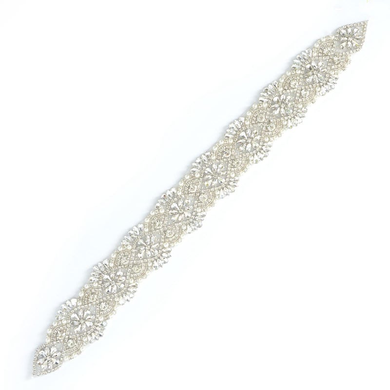 ShiDianYi Womens Rhinestone Applique Wedding Belt Silver 18x195in