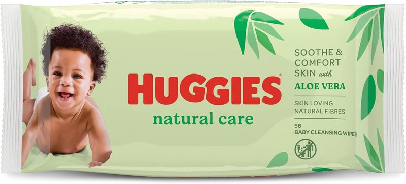 Huggies Natural Baby Wipes, Aloe Vera Wipes, 1 Pack x 56 Wipes - Image 1