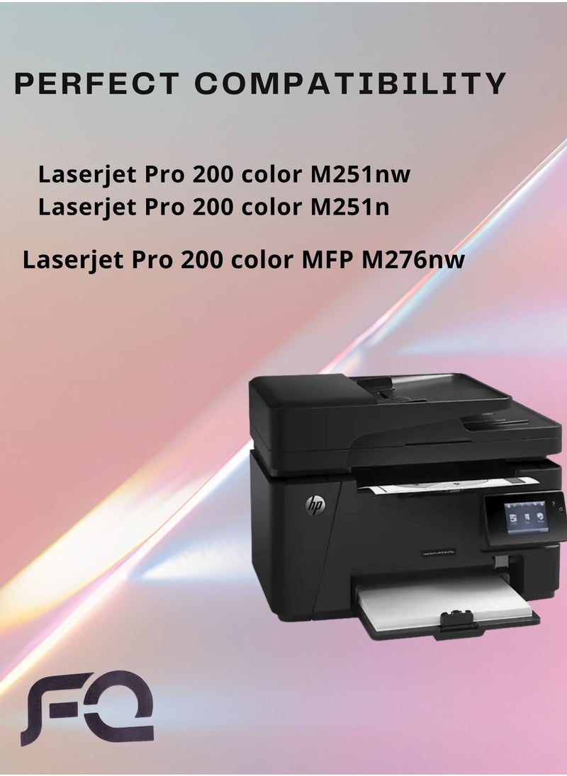 أف كيو - مجموعة طقم 4خراطيش حبر131A  متوافقة مع طابعات اتش بي ليزر جيت (MFP M276nw M251nw M251n M276n) اللون اسود ازرق (سيان) اصفر (ارجواني ماجنتا) - Image 1