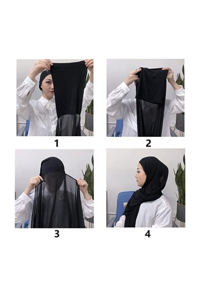 ELTRAZONE Bubble Chiffon Scarf with Underscarf Cap for Women Hijab Muslim Lightweight - Image 3