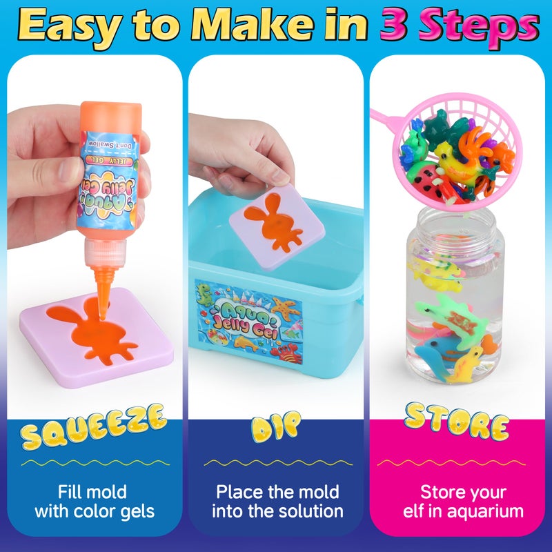 wookidel Magic Gel Water Elf Toy Kit, Aqua Fairy Water Gel Kit for Kids with 10PCS Aqua Jelly Gels & Animal Mold, Gift for Christmas, Easter, Birthday, New Year, Creative Art Craft Girls 6 7 8 9 10 Year Old - Image 2