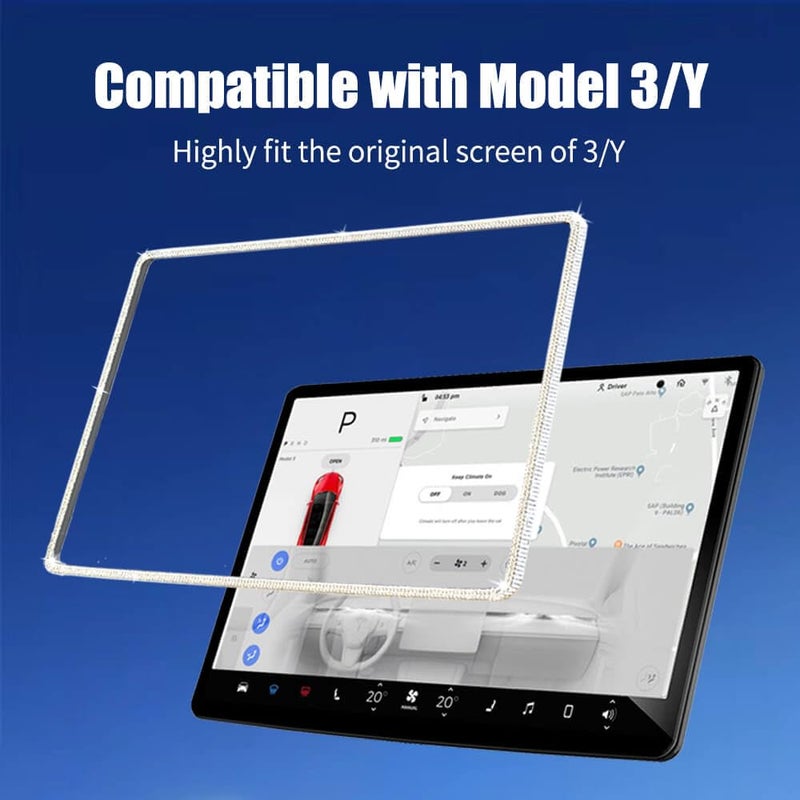 Yeapop Bling Bling Rhinstones Screen Protector for Tesla Model 3 2017-2023 and Model Y 2019-2025.2, Sparkly Center Console Accessories for 3&Y. - Image 2