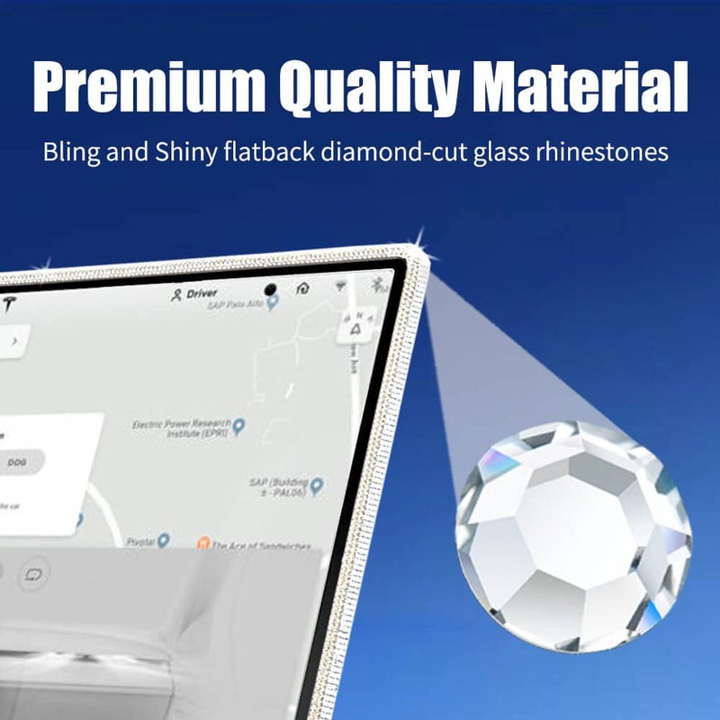 Yeapop Bling Bling Rhinstones Screen Protector for Tesla Model 3 2017-2023 and Model Y 2019-2025.2, Sparkly Center Console Accessories for 3&Y. - Image 3