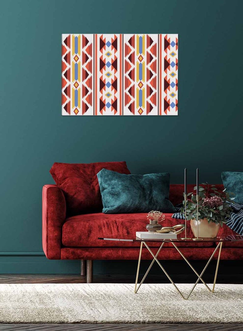 LOWHA Framed Canvas Wall Art Stretched Over Wooden Frame, Traditional Arabian Pattern Landscape Orientatio Painting, For Home, Living Room, Office Decor - Image 1