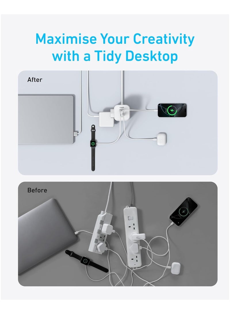 Anker Tower Extension Lead with USB Slots, 12-in-1 Surge Protector Plug Extension Socket with Switch (13A, 2990W), 20W USB C Fast Charging Power Strip, 8 AC Outlets, 4 USB Ports, 2m Extension Cable - Image 4