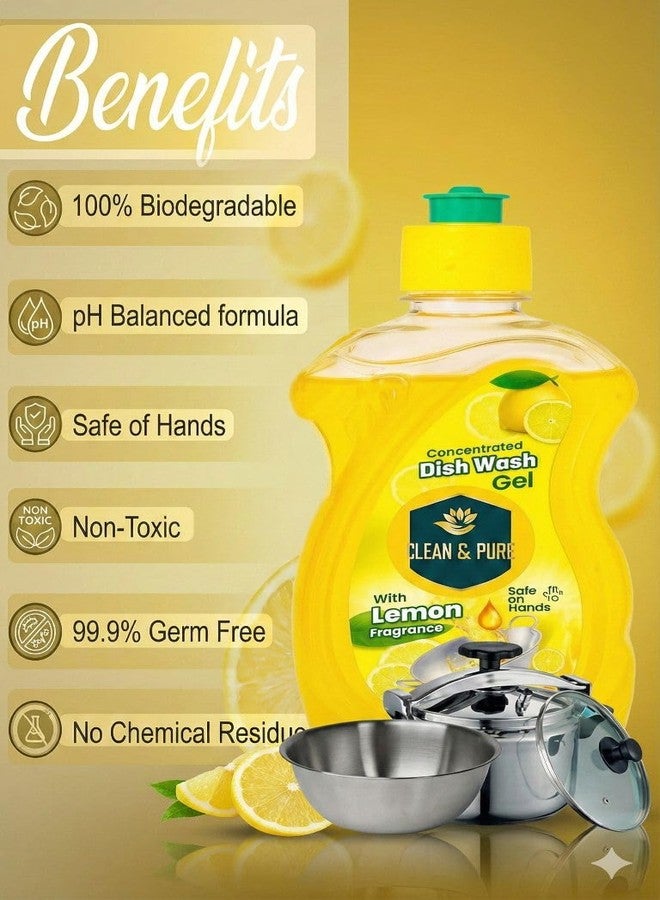 Clean & Pure Concentrated Dish Wash Gel with Lemon Fragrance, Safe on Hands, 250ml| (Pack-2) (250 ml) - Image 2