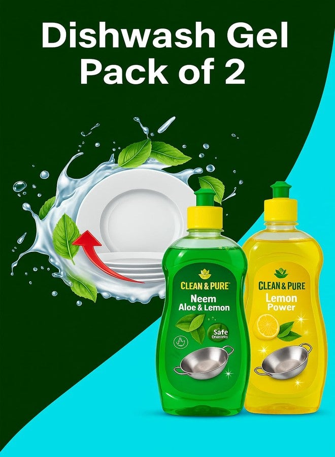 Clean & Pure Concentrated Dish Wash Gel with Lemon Fragrance, Safe on Hands, 250ml| (Pack-2) (250 ml) - Image 4