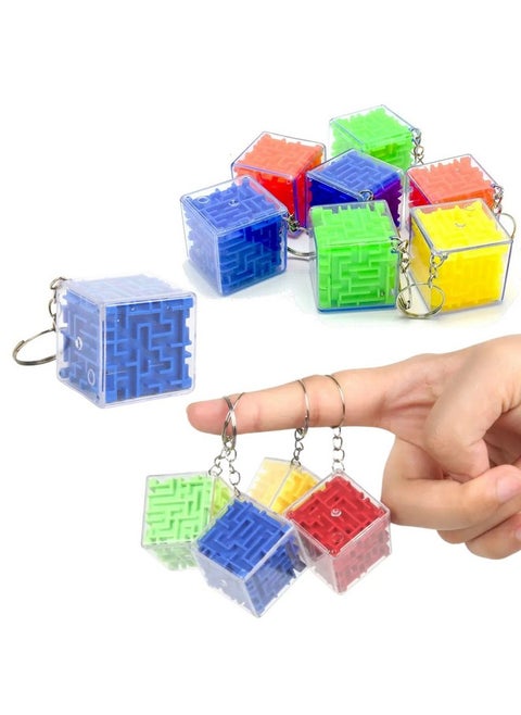 Birthday Popper 3D Maze Puzzle Cube Keychains as Birthday Return Gifts for Kids - Pack of 12 - Mini Maze Box Toys