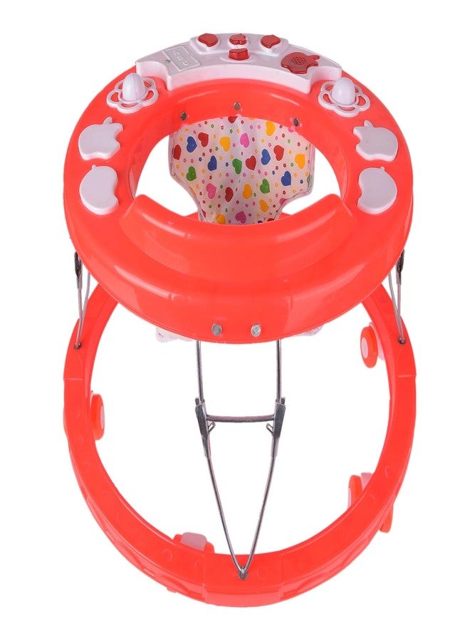 Maanit Walker with Foldable,Cushion Seat | Activity Walker for Baby with Musical Toy Bar | Walker Boys and Girls (Red) - Image 1