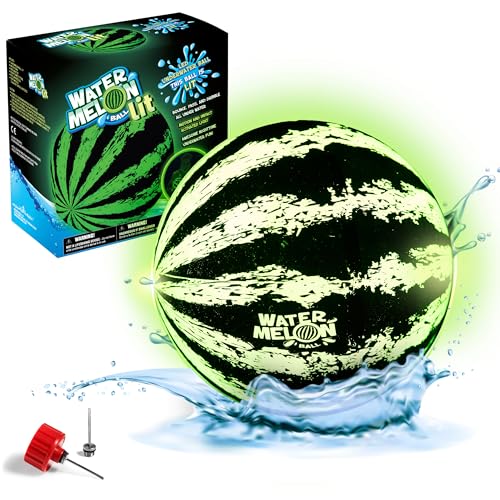 Watermelon Ball Lit Glow in The Dark Pool Toy for Kids Ages 812 Teens Adults 9 Inch Swimming Pool Game for Family Fun - Image 1