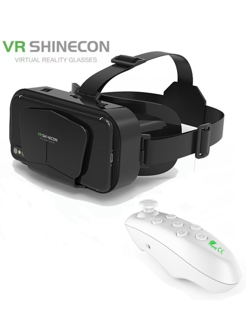 VR SHINECON Classic VR Goggles VR SHINECON G10+Controller Virtual Reality VR Headset 3D Glasses VR Goggles for TV, Movies & Video Games, Compatible with iOS & Android Smartphone within 4.7-7.2inch Screen Pupil Distance Adjusting Function IMAX Cinema/360°View/3D Games Lightweight Comfortable Material Ergonomic Design Multi-Angle Cooling Design - Image 1