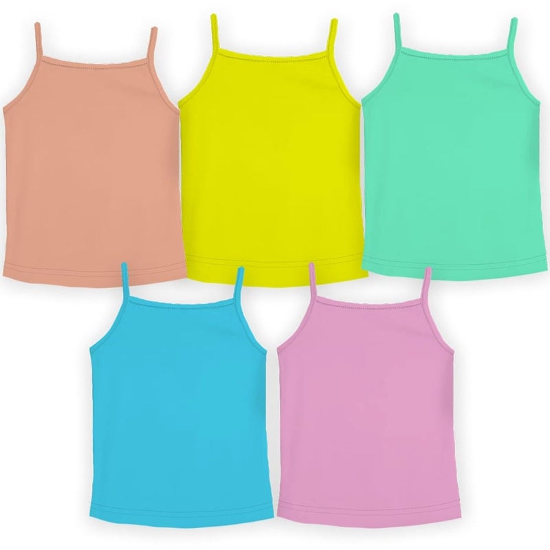 HAP Store HAP Kids 100% Cotton Multicolored Camisole Pack of Five - Image 2