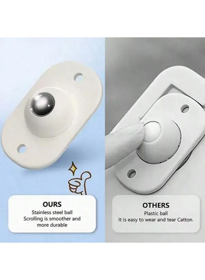 4Pcs White Self Adhesive Casters 360 Rotating Wheels For Furniture Storage Boxes - Image 5