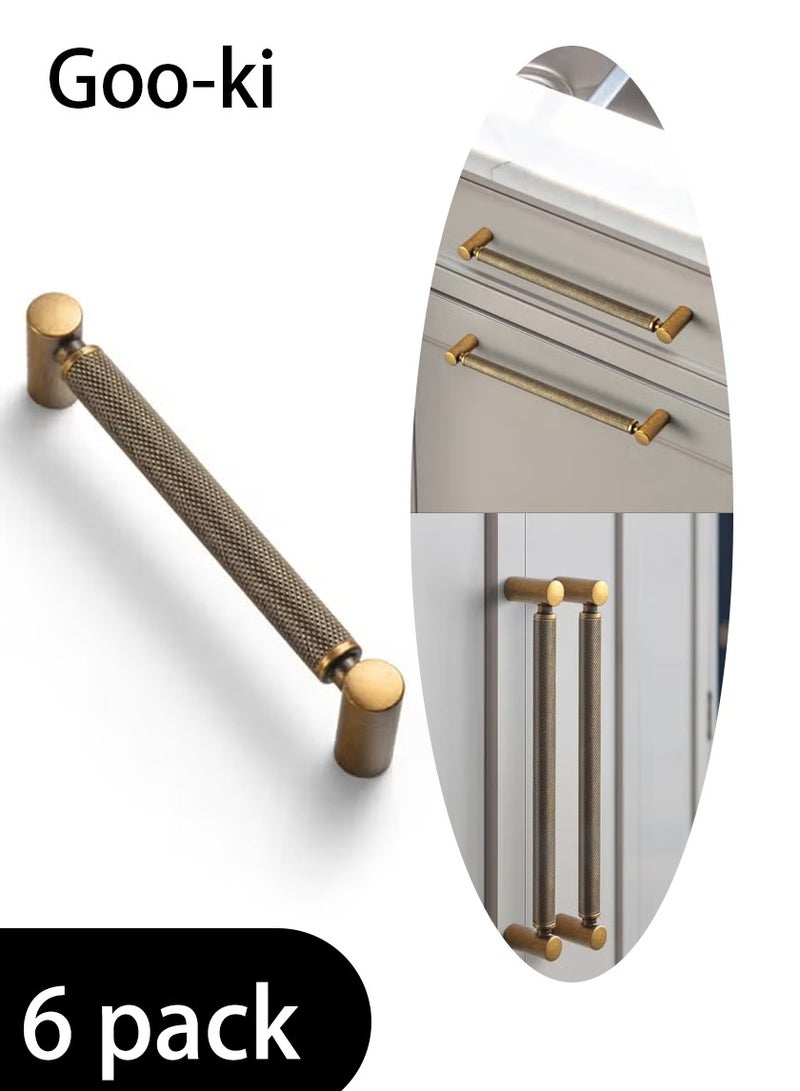 Goo-Ki 6 قطع مقابض أدراج عصرية مخرشة، مقابض خزانة مطبخ - [نحاس عتيق وبرونز عتيق]، سبائك الزنك الصلبة وسبائك الألومنيوم لخزانة خزانة الملابس - Image 1