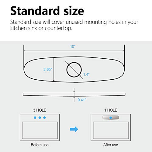 VFAUOSIT Sink Hole Cover, Escutcheon Plate Stainless Steel Deck Plate for 1 or 3 Hole Bathroom or Kitchen Sink Faucet Mixer Tap 10" Brushed Nickel - Image 2