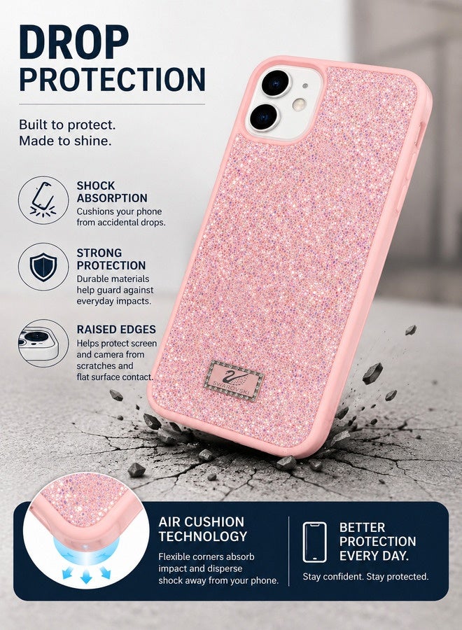 VR CREATIVE Luxury Glitter Diamond Phone Case for Apple iPhone 11 Sparkling Rhinestone Bling Protective Cover - Pink - Image 4
