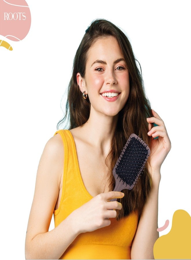 روتس فرشاة شعر ROOTS Truglam Paddle | قاعدة مرنة مبطنة | شعيرات ناعمة الأطراف لفك التشابك وتجعيد الشعر | تُضفي كثافة على تسريحة الكويف | مناسبة لجميع أنواع الشعر | للرجال والنساء | الطول: 8.5 بوصة، رقم الموديل: WDR P04 - Image 4