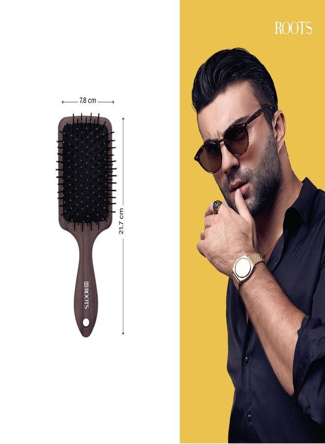 روتس فرشاة شعر ROOTS Truglam Paddle | قاعدة مرنة مبطنة | شعيرات ناعمة الأطراف لفك التشابك وتجعيد الشعر | تُضفي كثافة على تسريحة الكويف | مناسبة لجميع أنواع الشعر | للرجال والنساء | الطول: 8.5 بوصة، رقم الموديل: WDR P04 - Image 5