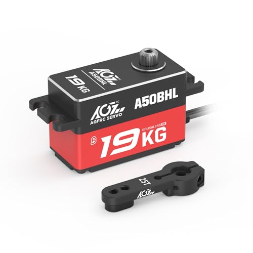 AGFRC 19KG LowProfile ProgrammableDigitalServo 0073Sec High Speed Full Metal Gear Brushless RC Servo with 25T Metal Servo Horn for 110 RC Car Control Angle 180 A50BHL - Image 1