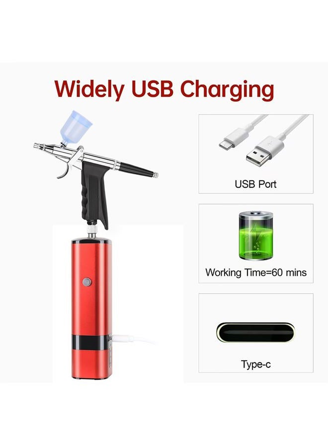 I-BEAUTEE Portable Cordless Airbrush Kit with Compressor, high air Flow Handheld Mini Air Brush Gun Set,Trigger Type High Pressure Air Brush for Painting, Nail Art, Cake, Barber,Model,T-Shirt DIY - Image 5
