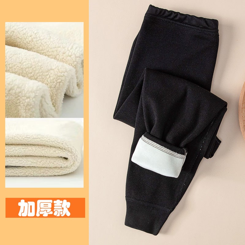 Children'S One-Piece Long Johns Fleece-Lined Thickened Winter New Medium And Large Children'S Girls' Pajamas Underpants Home Pants Warm Pants - Image 1
