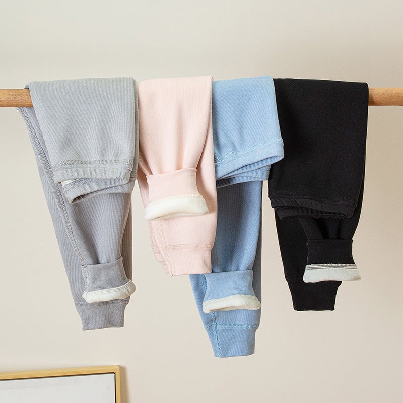 Children'S One-Piece Long Johns Fleece-Lined Thickened Winter New Medium And Large Children'S Girls' Pajamas Underpants Home Pants Warm Pants - Image 3