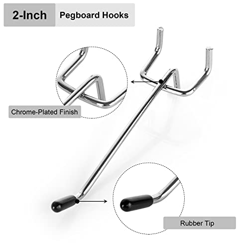 SENENQU 100PCS 4 Inch Pegboard Hooks Peg Board Hooks Accessories Fit 1/8” and 1/4” Peg Board with Rubber Tipped, Metal Pegboard Hooks for Garage, Office, Kitchen, Store - Image 3