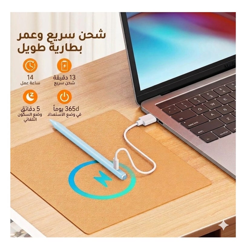 باروكس قلم ايباد ستايلس ذكي احترافي متوافق مع جميع أجهزة iPad من 2018 حتى 2026 – يدعم الجيل 11 وiPad A16 والجيل العاشر والتاسع والثامن والسابع والسادس وiPad Pro وiPad Air وiPad Mini – كتابة دقيقة وسلسة بدون تأخير – يدعم راحة اليد (Palm Rejection) – شحن سريع USB-C خلال 15 دقيقة – بطارية تدوم حتى 14 ساعة – تشغيل باللمس – يشمل 2 رؤوس إضافية – ((لون ازرق))– مخصص لأجهزة الايباد فقط وغير متوافق مع أجهزة أندرويد مثلا: لايدعم هواوي وهونر - Image 2