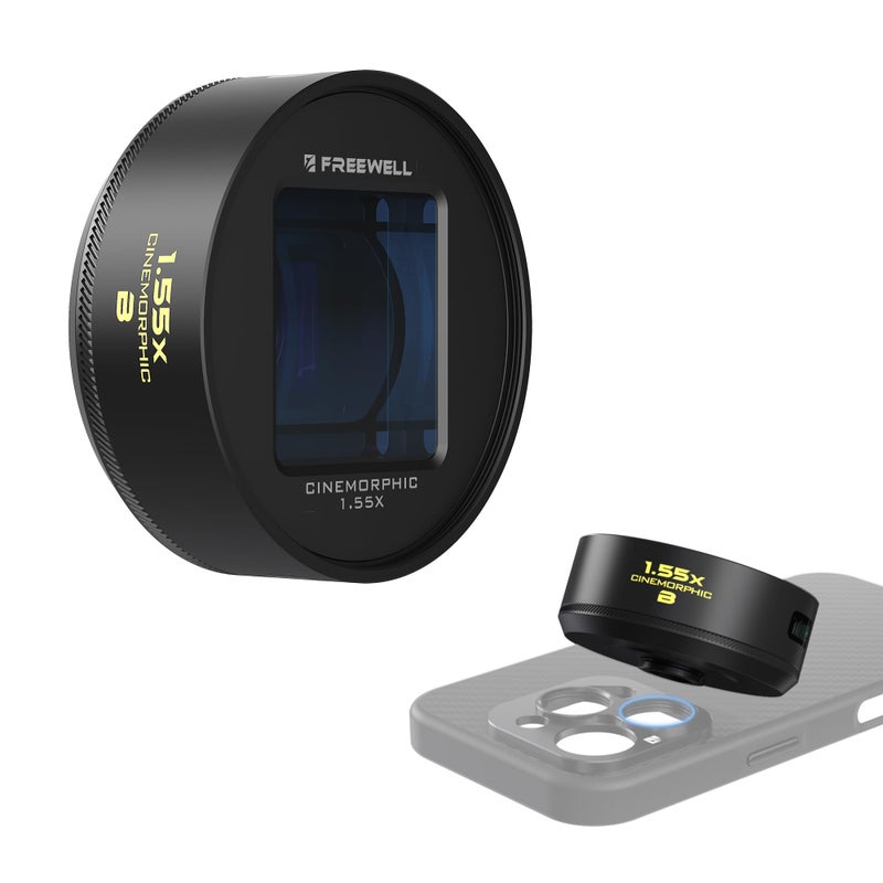Freewell 155x Blue Anamorphic Lens Compatible with 17mm Mount iPhone Samsung Cinematic Smartphone Lens with UltraWide View SciFi Blue Flare and Enhanced Video Quality - Image 2
