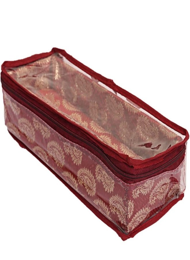 Ankit Traders Fancy Bangle Box Brocade Hardboard Bangle Box Bangle Organizer Box Jewellery Storage Box (Maroon - 1 Rod) - Image 3