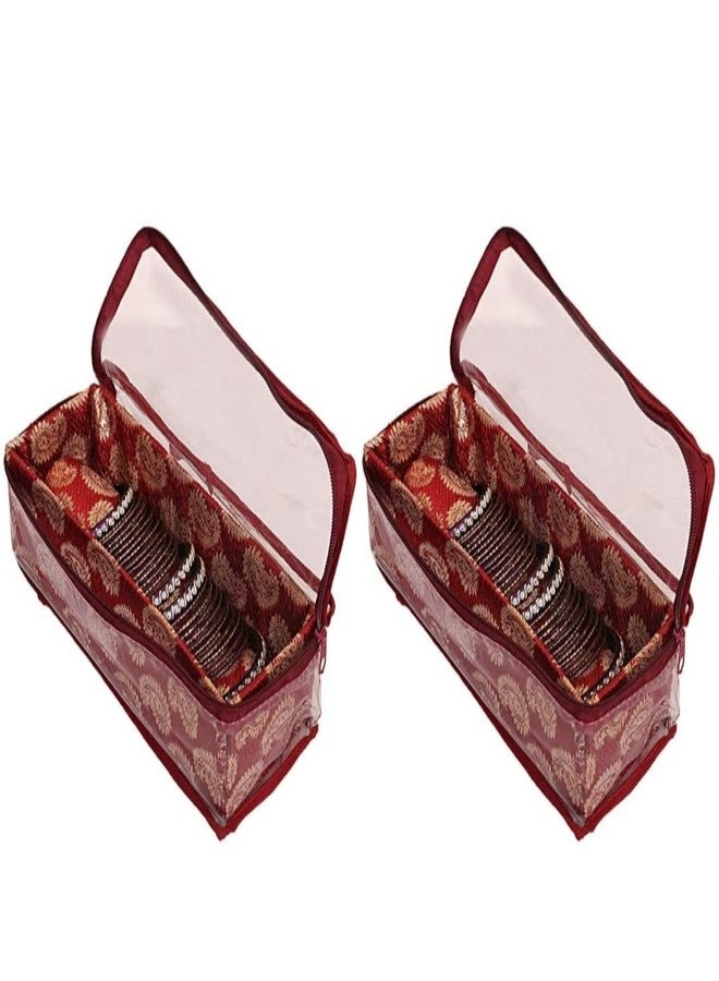 Ankit Traders Fancy Bangle Box Brocade Hardboard Bangle Box Bangle Organizer Box Jewellery Storage Box (Maroon - 1 Rod) - Image 5