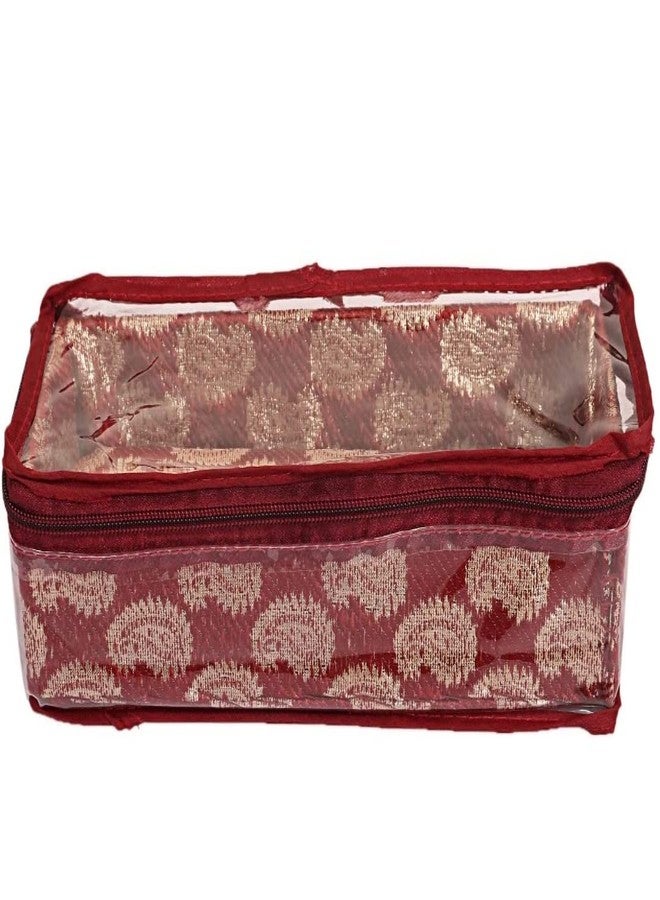 Ankit Traders Fancy Bangle Box Brocade Hardboard Bangle Box Bangle Organizer Box Jewellery Storage Box (Maroon - 1 Rod) - Image 2