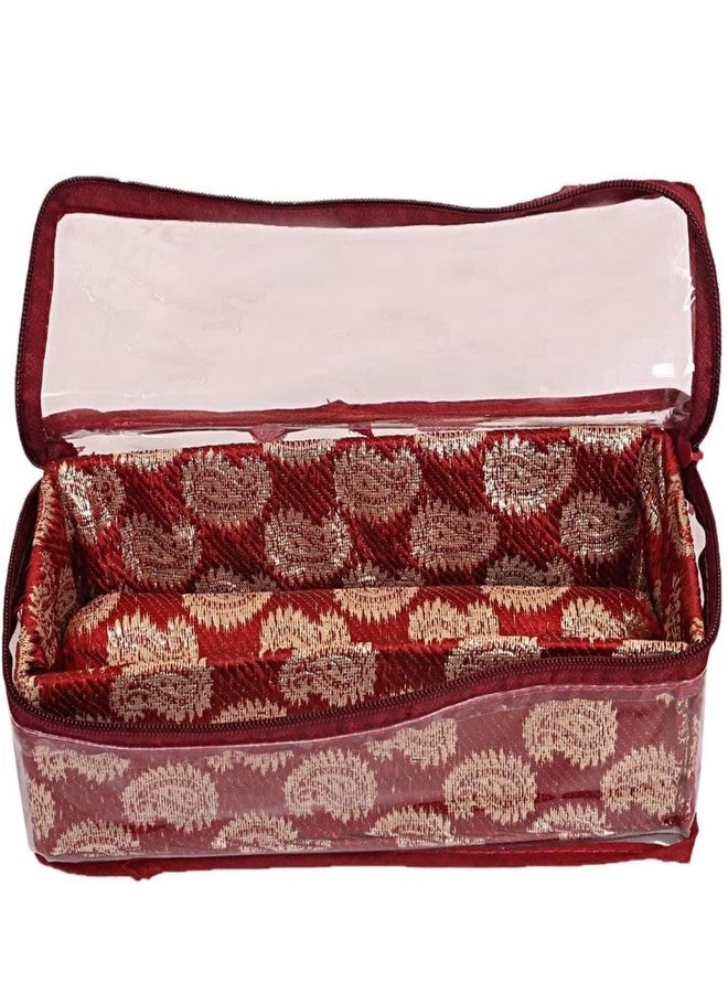 Ankit Traders Fancy Bangle Box Brocade Hardboard Bangle Box Bangle Organizer Box Jewellery Storage Box (Maroon - 1 Rod) - Image 4