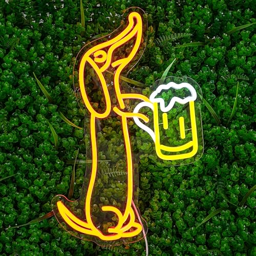 LULANMP Dachshund Neon Sign for Wall Decor Dachshund Drink Beer Light up Sign for Pet Store Cute Dog Neon Lights Beer LED Neon Light for Pet Shop Bar Pub Party Decor Gift for Dog Lover(16.9''*11.4'') - Image 2