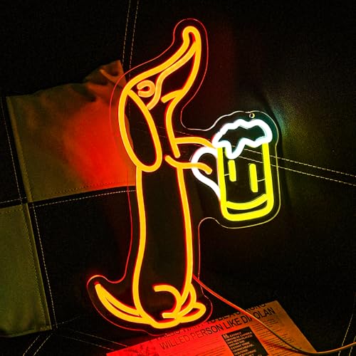 LULANMP Dachshund Neon Sign for Wall Decor Dachshund Drink Beer Light up Sign for Pet Store Cute Dog Neon Lights Beer LED Neon Light for Pet Shop Bar Pub Party Decor Gift for Dog Lover(16.9''*11.4'') - Image 4