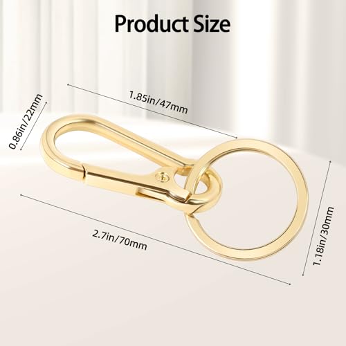 SMLBJUTE 2 Pcs Metal Keyring Chain Ring Holder Keys Organizer for Home Car Keys, Key Finder, Car Keychain (Gold) - Image 2