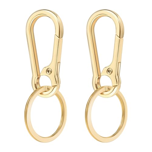 SMLBJUTE 2 Pcs Metal Keyring Chain Ring Holder Keys Organizer for Home Car Keys, Key Finder, Car Keychain (Gold) - Image 1