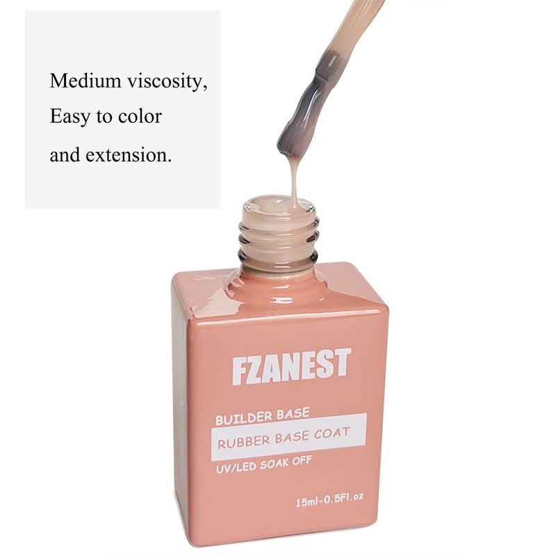 FZANEST Natural Nude Builder Gel For Nails, 15ml Rubber Builder Base Jelly Color Gel Polish Rubber Base Coat Nail Extension Soak Off French Manicure - Image 3
