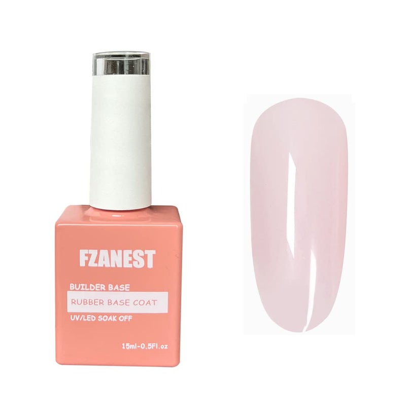 FZANEST Natural Nude Builder Gel For Nails, 15ml Rubber Builder Base Jelly Color Gel Polish Rubber Base Coat Nail Extension Soak Off French Manicure - Image 1