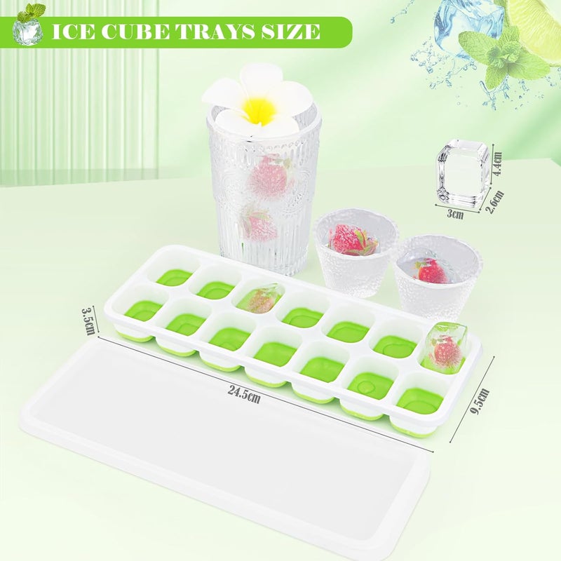 Set of 4 Silicone Ice Cube Trays with Lids RISVOWO Stackable Ice Cube Mould LFGB Certified and BPA Free Reusable Ice Cube Mould for Whisky Cocktail Ice Cream Freezer Beverages