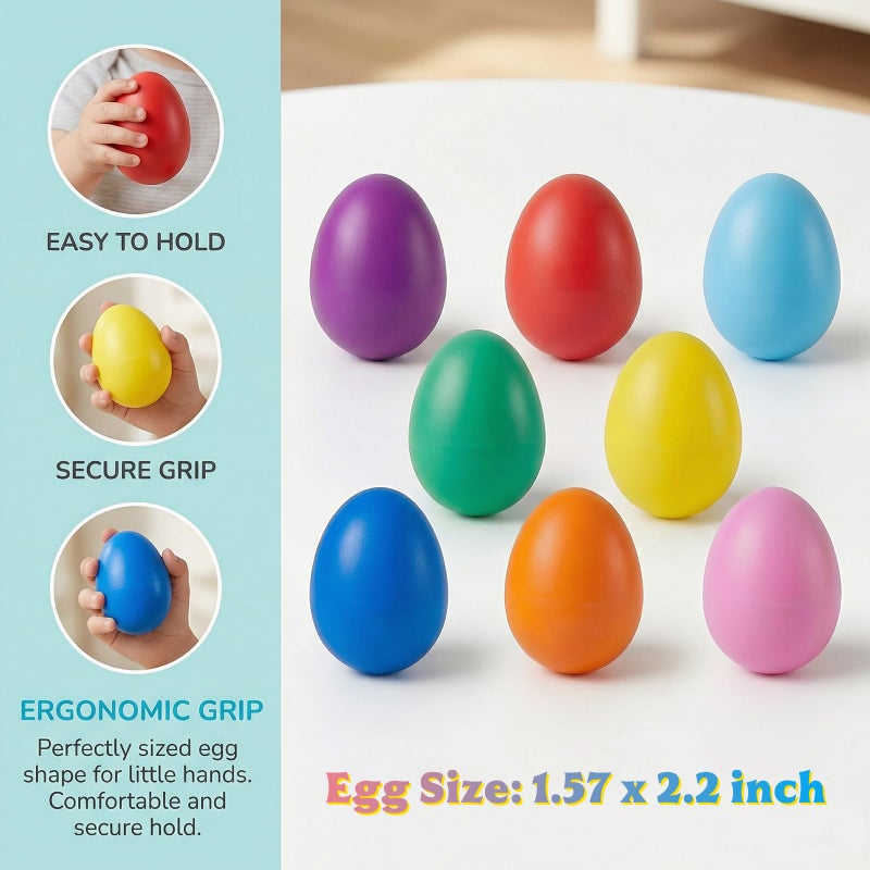 Menzcci 8 Pack Easter Plastic Shake Eggs Percussion Musical Easter Egg Shakers for Kids Girls Boys Toddlers Easter Basket Stuffers Egg Fillers Party Favors Gifts - Image 2