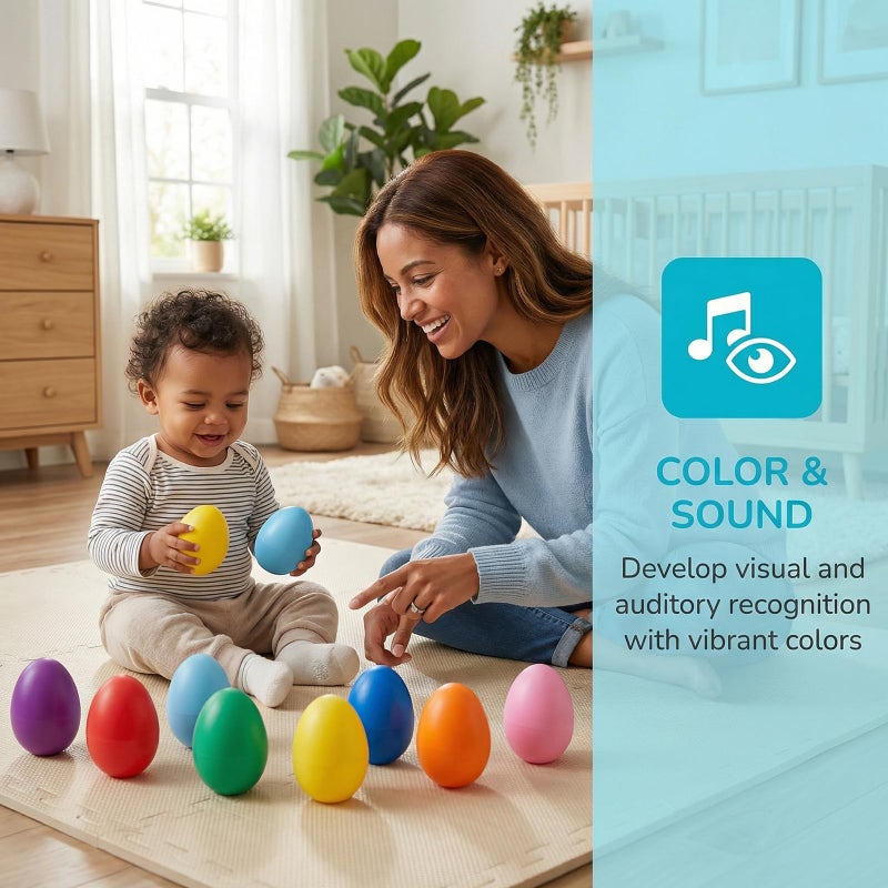 Menzcci 8 Pack Easter Plastic Shake Eggs Percussion Musical Easter Egg Shakers for Kids Girls Boys Toddlers Easter Basket Stuffers Egg Fillers Party Favors Gifts - Image 3