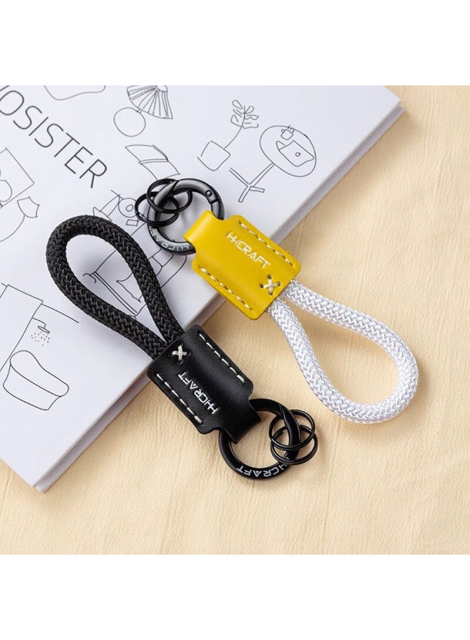 DiGallen Dijialun Leather Woven Rope Keychain High Quality Car Key Chain Ring Men Women Hand Strap Backpack Pendant Pink - Image 3