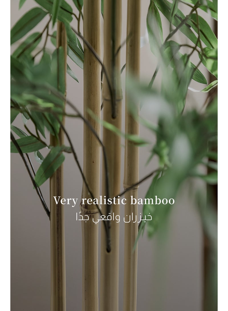 ULHYC 1.2m Artificial Bamboo Tree, Simulation Plant, Artificial Bamboo Plant with Tall Flower Pot, Artificial Silk Tree with 5 Trunks and Realistic Leaves, Suitable for Indoor and Outdoor Home Office Decoration - Image 3