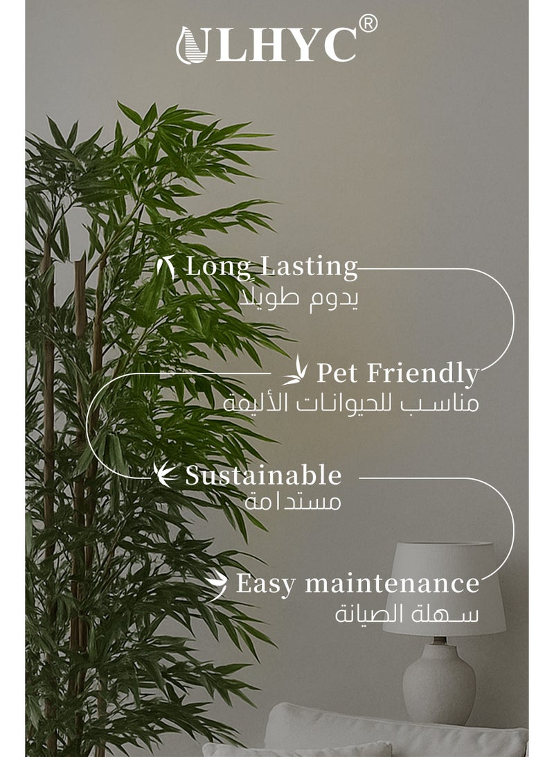 ULHYC 1.2m Artificial Bamboo Tree, Simulation Plant, Artificial Bamboo Plant with Tall Flower Pot, Artificial Silk Tree with 5 Trunks and Realistic Leaves, Suitable for Indoor and Outdoor Home Office Decoration - Image 5